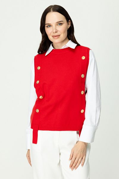 ON Sweater with Side Stripe and Button Detail