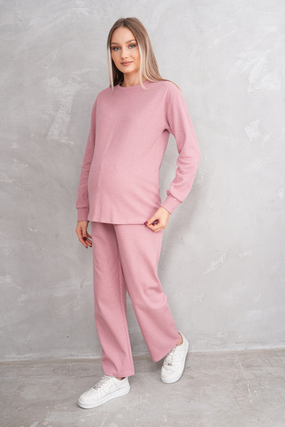 Miss Dünya Lissa Hamile ve Lohusa Bisiklet Yaka Waffle Kumaş Alt Üst Eşofman Takımı