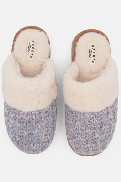 Dakota Kids Girls Faux Fur Slip On Slipper, Blue Combo