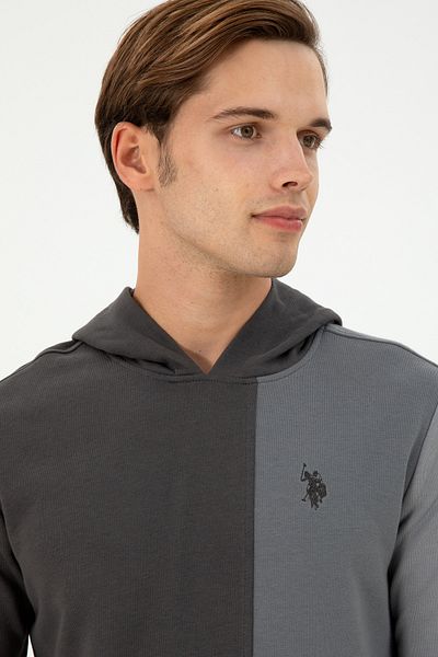 U.S. Polo Assn. Anthracite Men's Hooded Sweatshirt - Regular Fit, Piece 50293451 -Vr006
