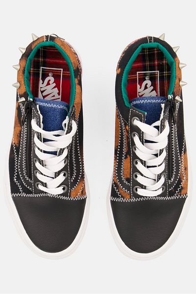 Vans Kids Boy Old Skool Zip Tartan Daze Lace Up Skate Shoe, Black Combo