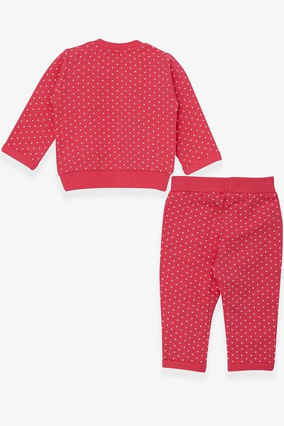 Breeze Baby Girl Tracksuit Set Polka Dot Glitter Printed 6 Months-2 Years, Coral