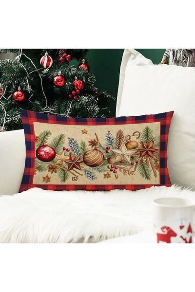 Evmila Christmas Themed Zippered Velvet Throw Pillow Case 35X55 cm