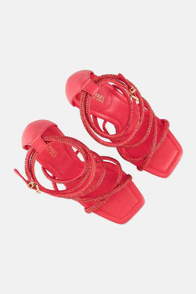 Michael Kors Women Medium Embellished Strappy Sandals, Red