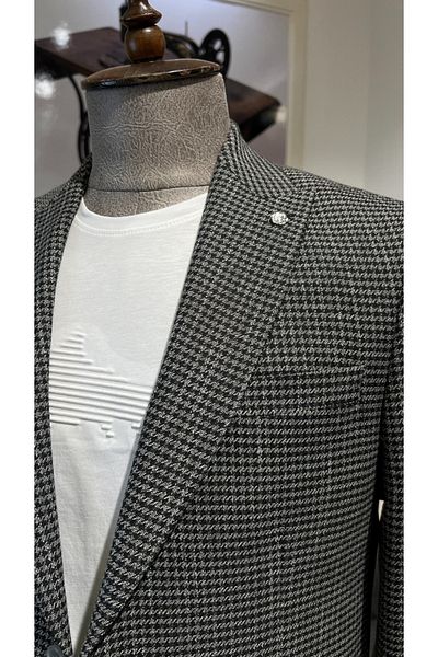 Guild Πράγα Houndstooth Τσάντα Τσέπης Υφαντό Μαύρο Μπουφάν