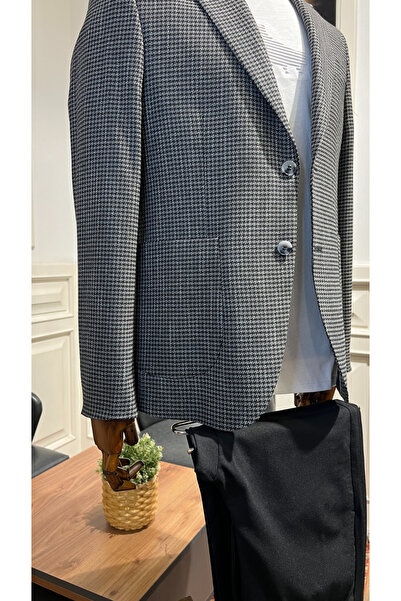 Guild Prague Houndstooth Bag Pocket Woven Black Jacket