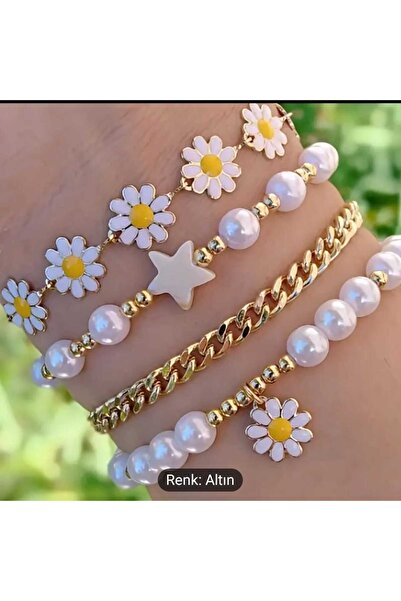 Butic PAPATYA ÇİÇEĞİ BONCUKLU BİLEKLİK SETİ