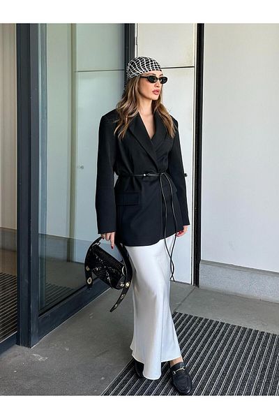 Juste Jachetă neagră oversize cu curea