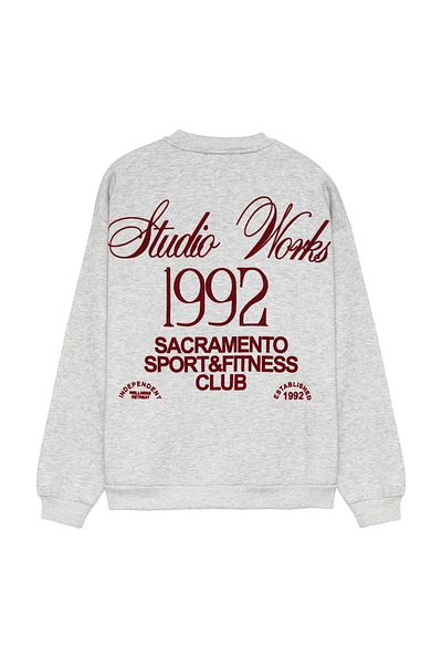 Quzu Los Angeles Gray Sweatshirt - Back Print and Kangaroo Pocket