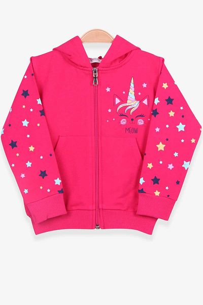 Breeze Girl's Cardigan Sleeves Patterned Printed 1-4 Years, Fuchsia