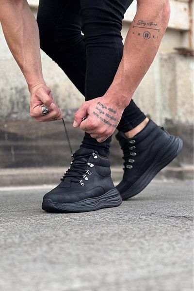 BPM Μποτάκια μισού αστραγάλου με ψηλή σόλα Wagoon WG035 Carbon Skin