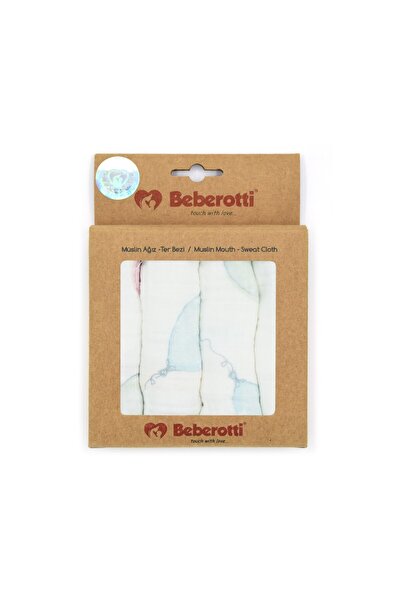 Beberotti طقم حفاضات فم موسلين للأطفال مكون من 4 قطع مقاس 25 × 25 سم - 102