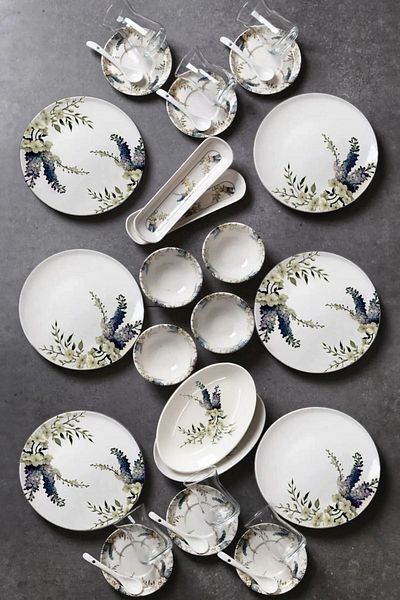 Farika Porselen 20 cm Porcelain 6 Pieces Shams Digital Cake Set Round Bpa Free Cake Plate