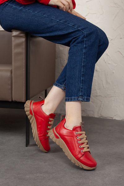 Mammamia Women's Genuine Leather Sole Detailed Comfortable Lace-Up Shoes