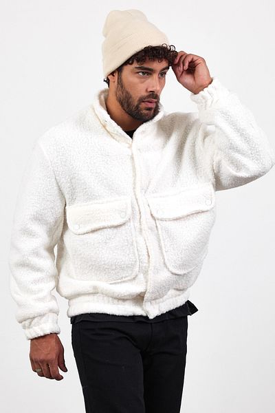 MADZEYMODA New Season Ανδρικό κουμπωτό καπιτονέ λευκό παλτό Mz51087