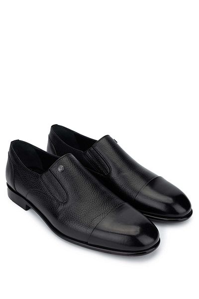 Tamer Tanca Men's Genuine Leather Black Loafer Shoes