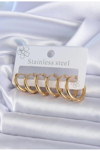 MODAMUGO أقراط دائرية من الفولاذ 6 قطع