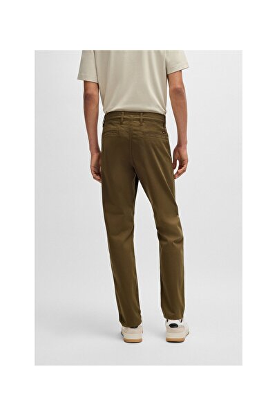 BOSS Esnek pamuklu saten daralan kesim chino