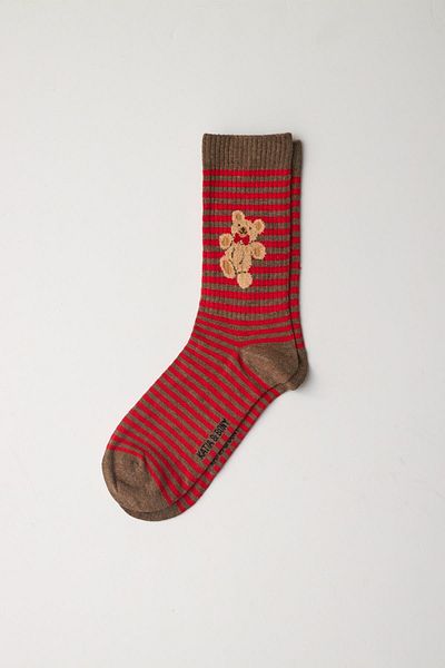 Katia&Bony Men's Red Teddy Patterned Socks