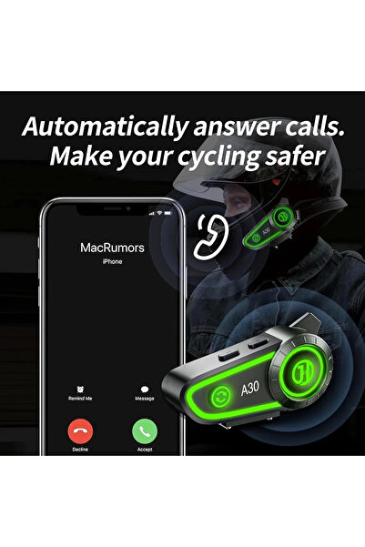 Sarftech A30 2X Eşleşmeli Intercom Motor Kurye Kask Bluetooth Kulaklık