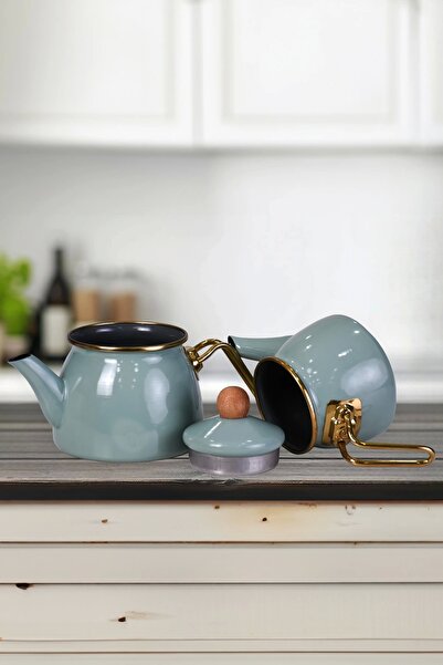 PR HOME Soft Green Mini Model Emaye Çaydanlık