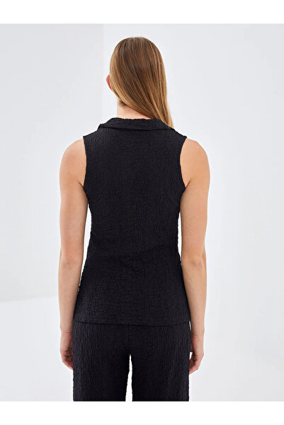 LC Waikiki LCW Vision Νέα γυναικεία μπλούζα με μαύρο γιακά πουκάμισο με υφή