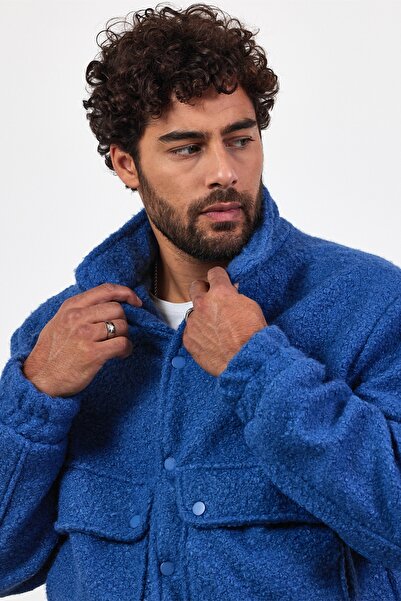 MADZEYMODA Новий сезон Чоловічий куртка з застібками-кнопками, стьобана, індиго-синя Mz51087