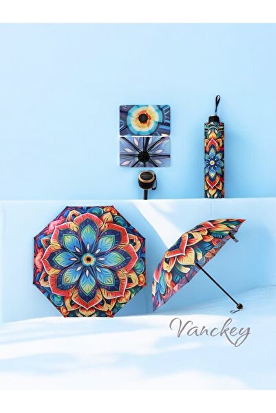 VANCKEY Lotus Çiçeği Temalı Kadın Renkli  8 Telli Manuel Rüzgara Dayanıklı Şe...