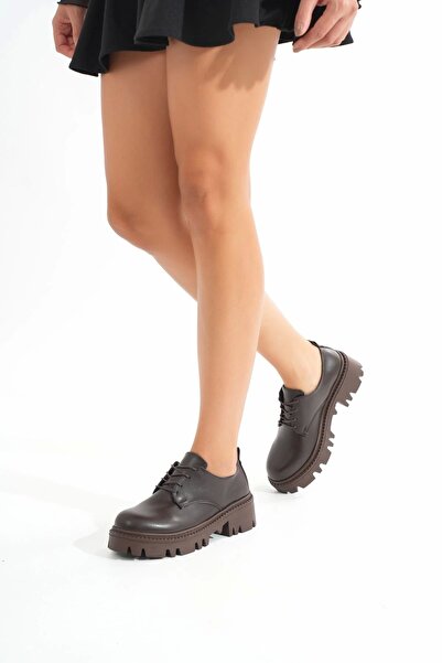 SKY SHOES Kömen 868-754 Brown Lace-Up Casual High-Top Loafers