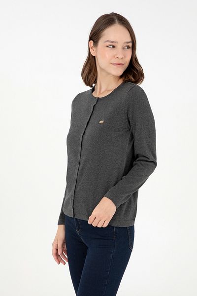 U.S. Polo Assn. Women's Anthracite Melange Basic Knitwear Cardigan 50288996 -Vr081
