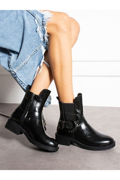 Alemdar Shoes Дамски ботуши GLOW с катарама в черно