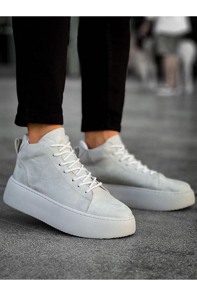 BPM Ανδρικές αθλητικές μπότες με ψηλή σόλα LE10 Lace-Up, εισαγόμενες γκρι σουέτ
