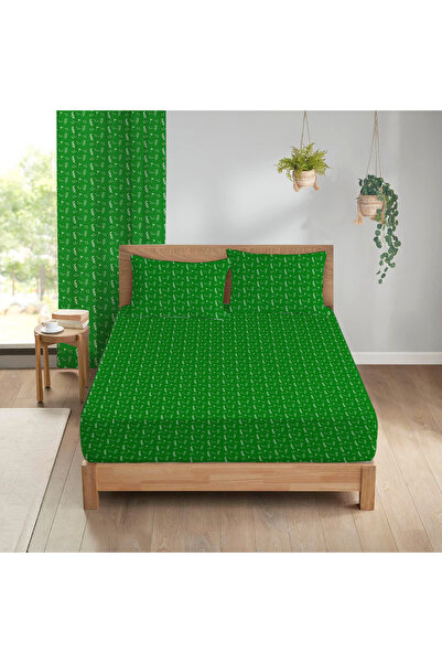 Evmila Πράσινο Σετ Ελαστικά Σεντόνια Διπλά 160x200 εκ. - Εκτύπωση με σχέδιο λ...