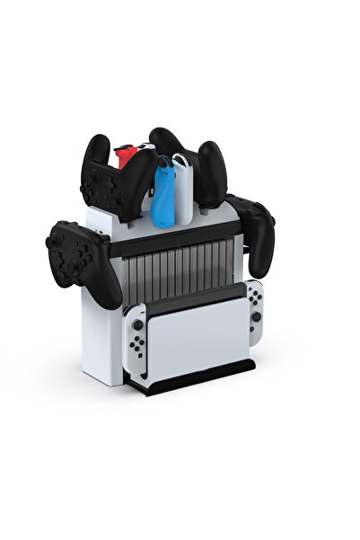 Hobimtek Nintendo İçin Organizatör Stand Şarj Cihazı Tutucu Şarj Unitesi OLED Switch Led Göstergeli TNS-2113