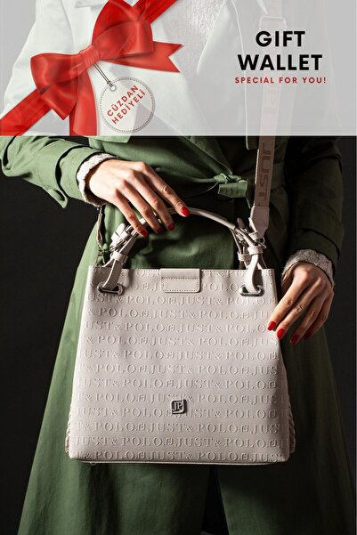 Just Polo Large Size Wide Strap Daily Women's Shoulder Bag with Wallet Gift, ...