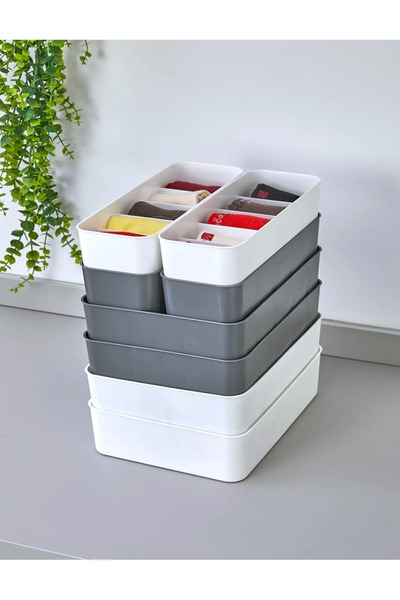 Mutfak Köşesi 3'lü Set Bölmeli Makyaj Takı Organizer, Banyo Mutfak Düzenleyici - 1 adet 15gözlü, 2adet 5gözlü