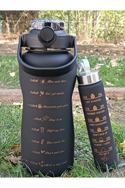 POINTTECH Motivasyonel 3lü Set Su Matarası Su Şişesi Suluk 2lt+900ml+500ml Tritan Spor Salonu Su Şişesi Suluk