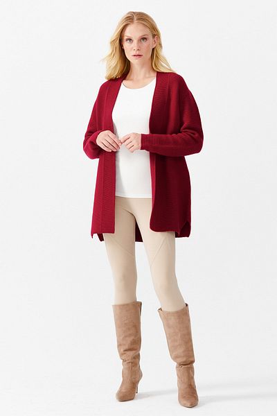 Desen Triko Women's Self-Taped Slit Open Front Cardigan