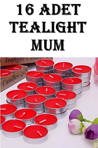 GÜZELYÜZ AVM Tealight Mum Kırmızı 16 Adet