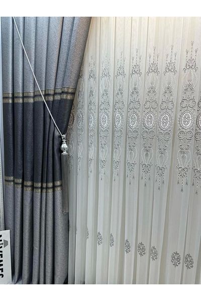 NİVEMESHOME Nivemeshome Antakya 8008 V-6113 1/3 Tight Pleated Tulle Curtain Apm