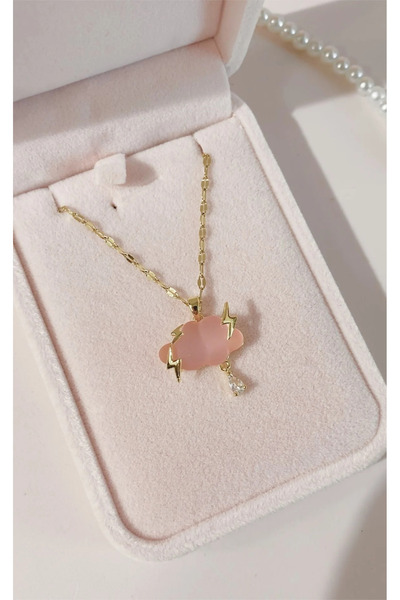 AŞIK ACCESSORIES Steel Pink Cloud Necklace