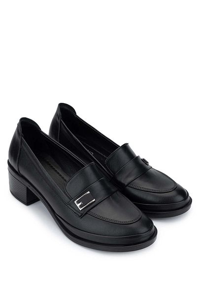 Tamer Tanca Women's Genuine Leather Black Leather Loafer Shoes