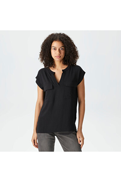 Nautica Kadın Siyah Relaxed Fit Bluz