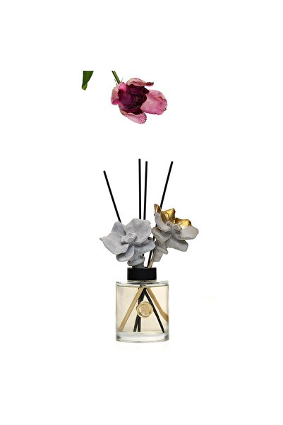 Missi 200 ml Gold-Gri Çiçek Taş Bambu Çubuklu Black Orchid Oda Kokusu
