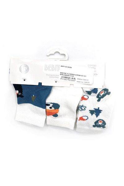 Bebitof Baby Bebitof 407 Model 3-Piece Baby Socks
