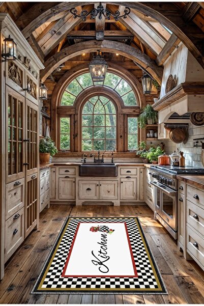 BigArts Home Dekoratif Modern Vintage Retro Tasarım Kaydırmaz Taban Siyah Bey...