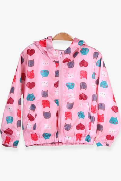 Breeze Girl's Raincoat Colorful Animal Patterned 1-6 Years, Powder