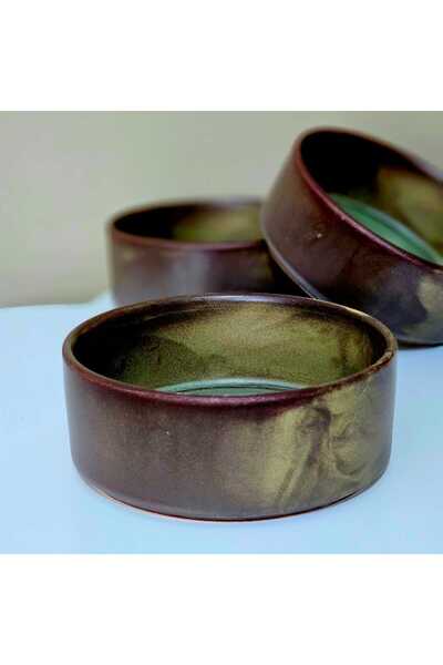 Tekir Seramik Kase Yeşil Mermer Desenli 1 Adet Çok Amaçlı Kap Çap 14 Cm Derinlik 5.5 Cm