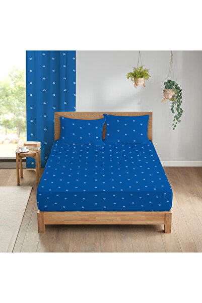 Evmila Синьо двойно комплект чаршафи 160x200 cm - с флорален принт