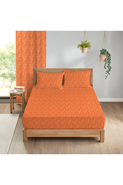 Evmila Çiçek Desenli Baskılı 160x200 Cm Çift Kişilik Lastikli Çarşaf Seti Tur...